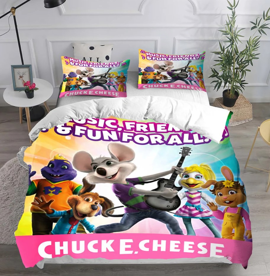 Personalized Chuck E Cheese Bedding Set Chuck E Cheese Cute Bed Set Chuck E Cheese Fan Gift